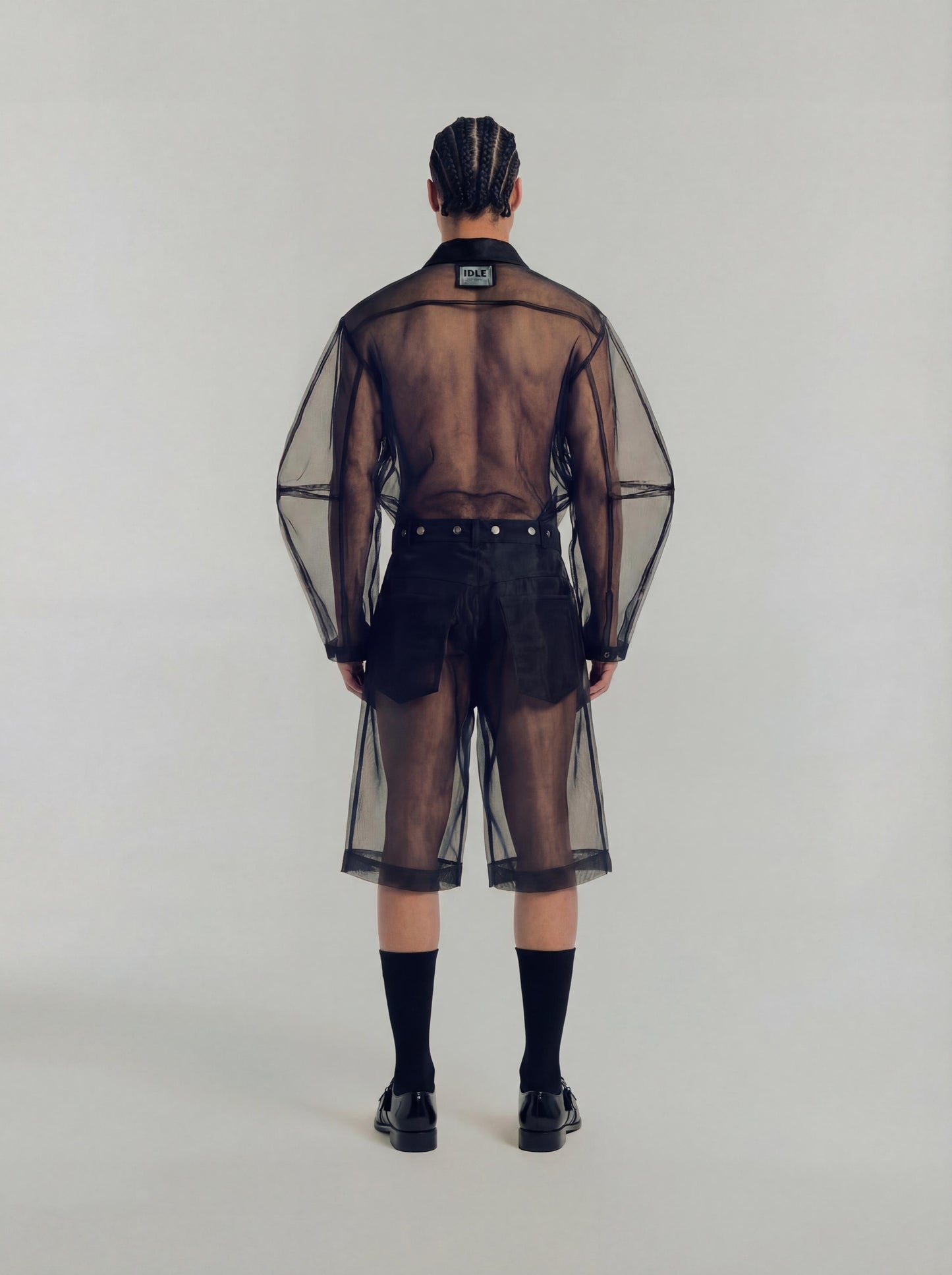 Farmer Short in Black Organdy