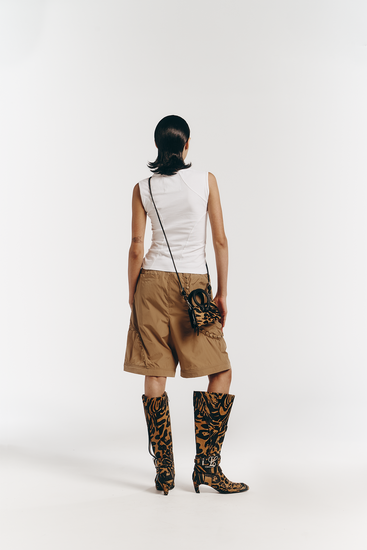 Unbutton Track Pant in Khaki Nylon