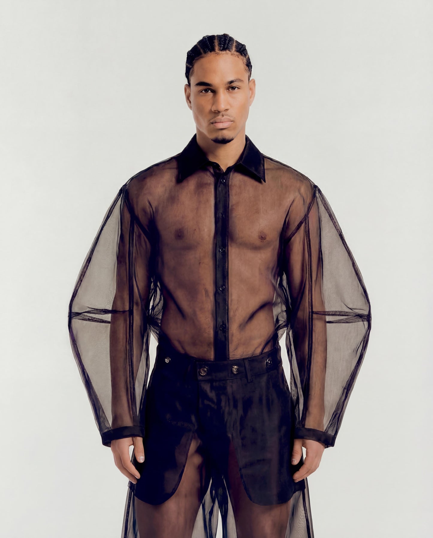 Triangle Sleeve in Black Organdy
