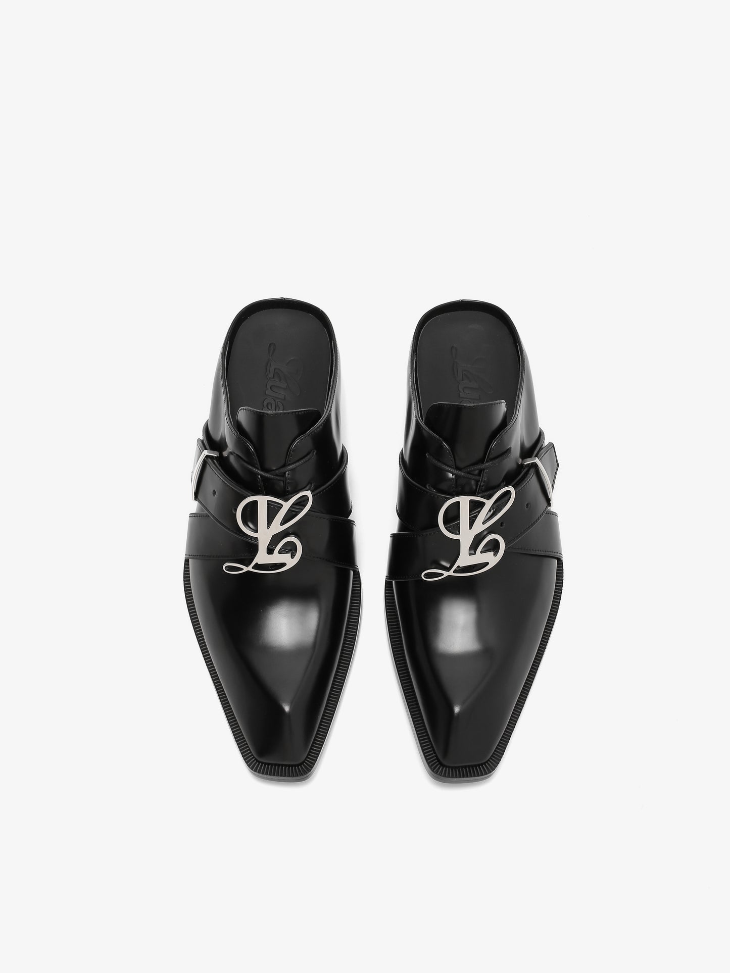 Sabrina Oxford Slide in Smooth Black Leather