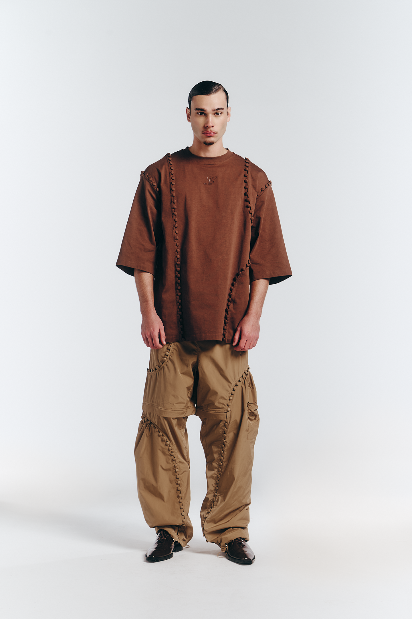Unbutton Track Pant in Khaki Nylon