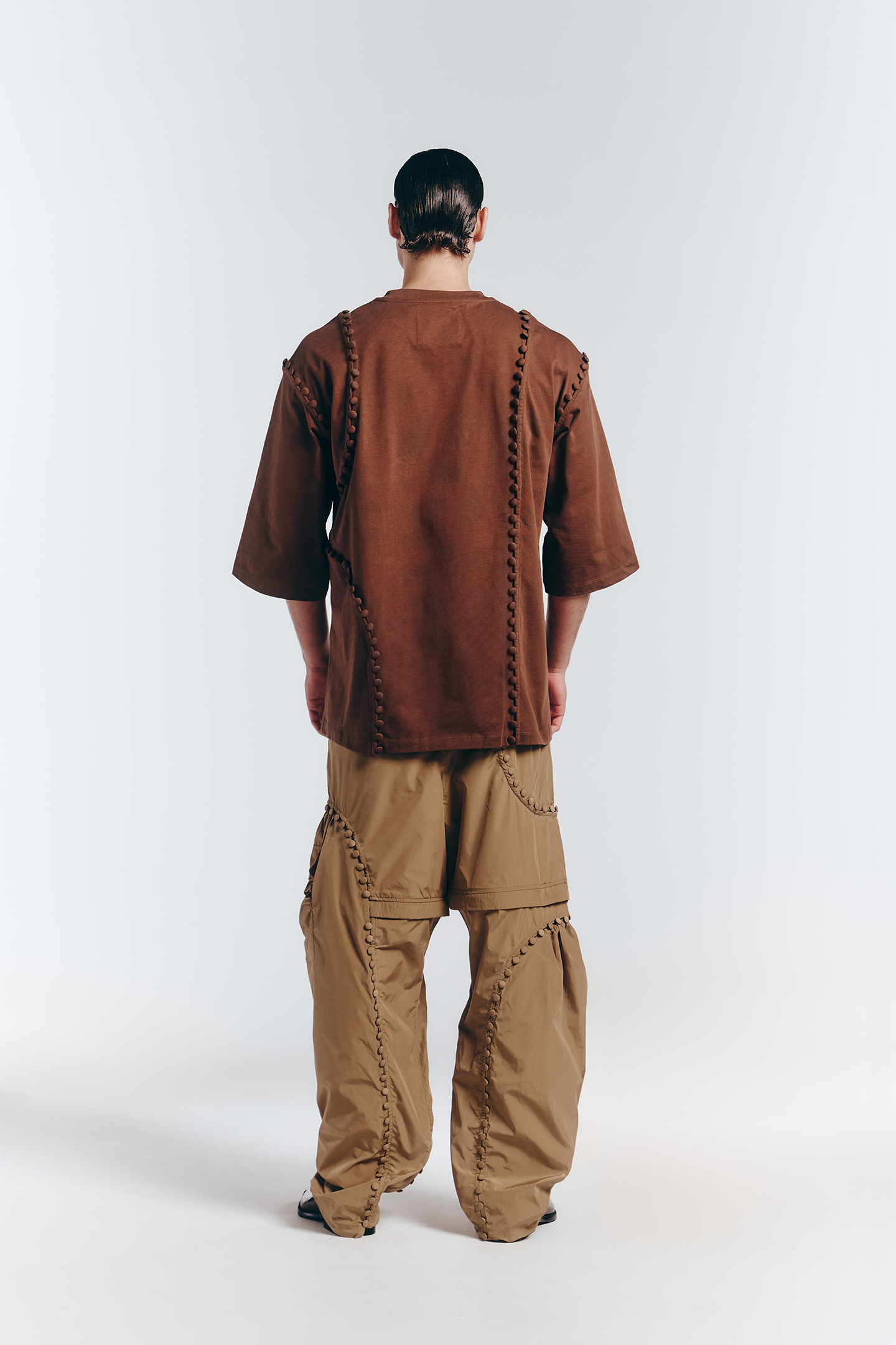 Unbutton Track Pant in Khaki Nylon