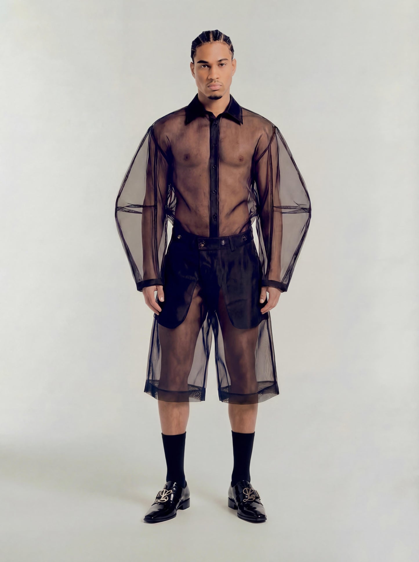 Triangle Sleeve in Black Organdy