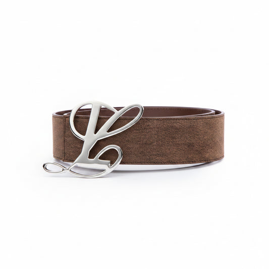 Monogram Logo Belt - Brown Enzyme Denim
