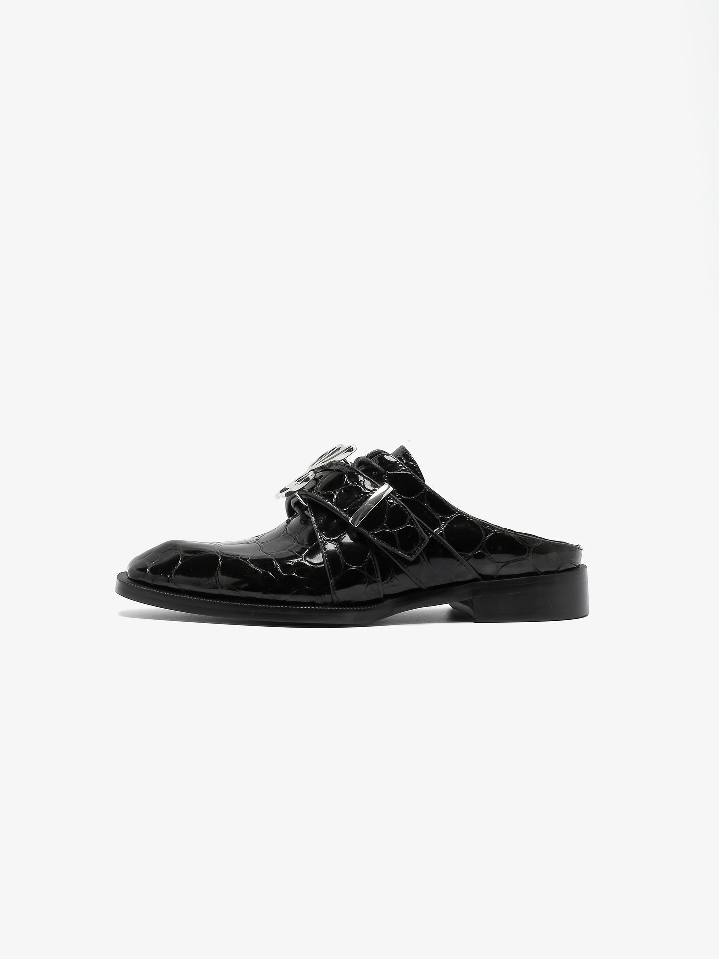 Sabrina Oxford Slide in Black Pebble Leather