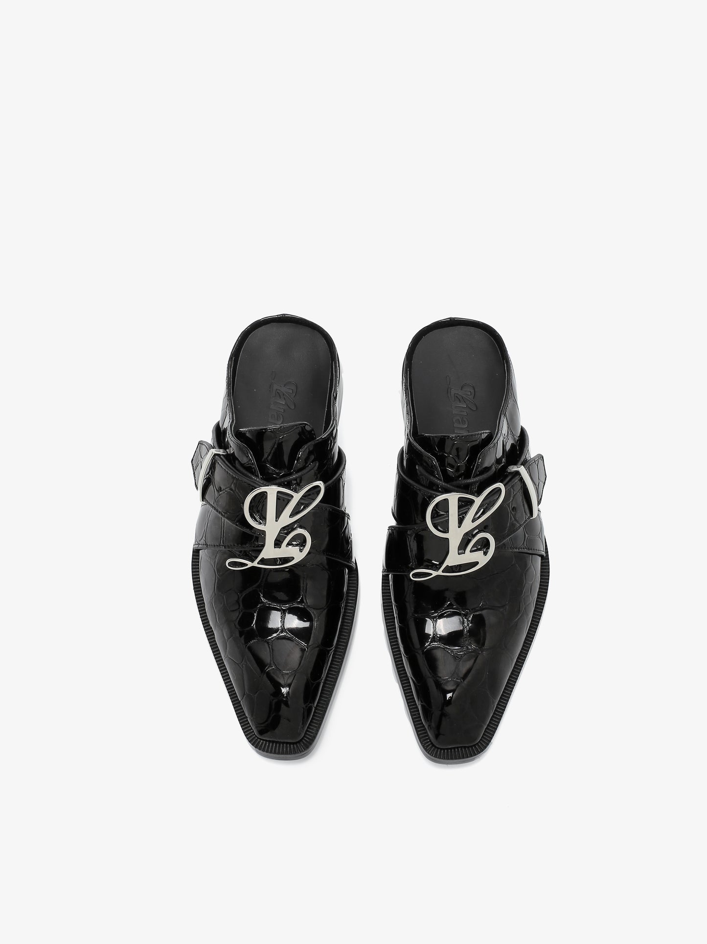 Sabrina Oxford Slide in Black Pebble Leather