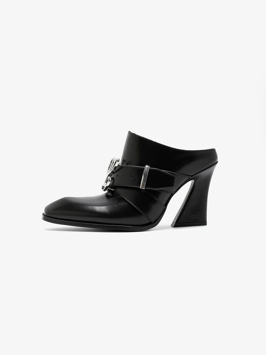 Jehan Mule in Smooth Black Leather