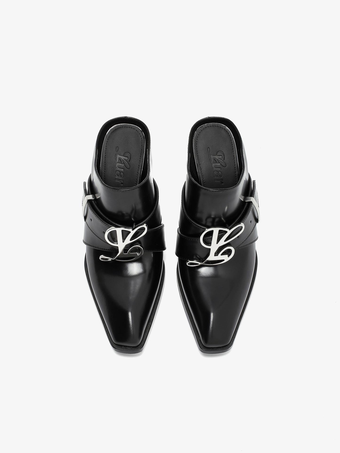 Jehan Mule in Smooth Black Leather