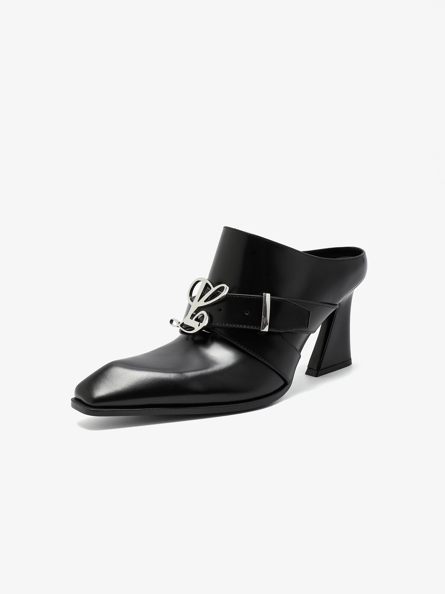 Jehan Mule in Smooth Black Leather