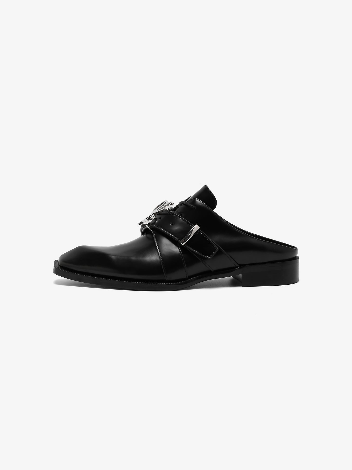 Sabrina Oxford Slide in Smooth Black Leather