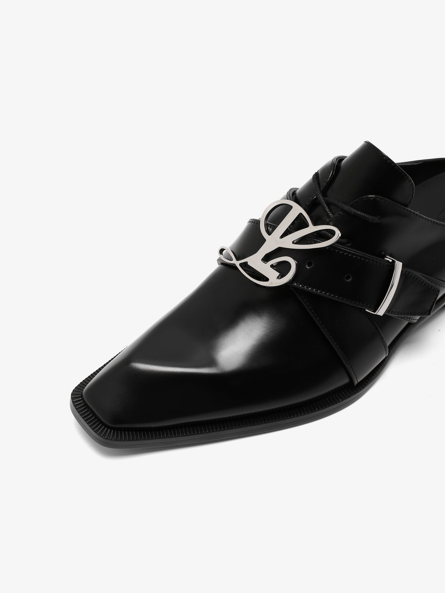 Sabrina Oxford Slide in Smooth Black Leather
