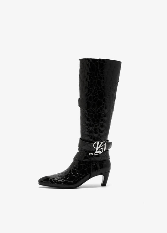 Keyla Boot in Black Pebble Leather