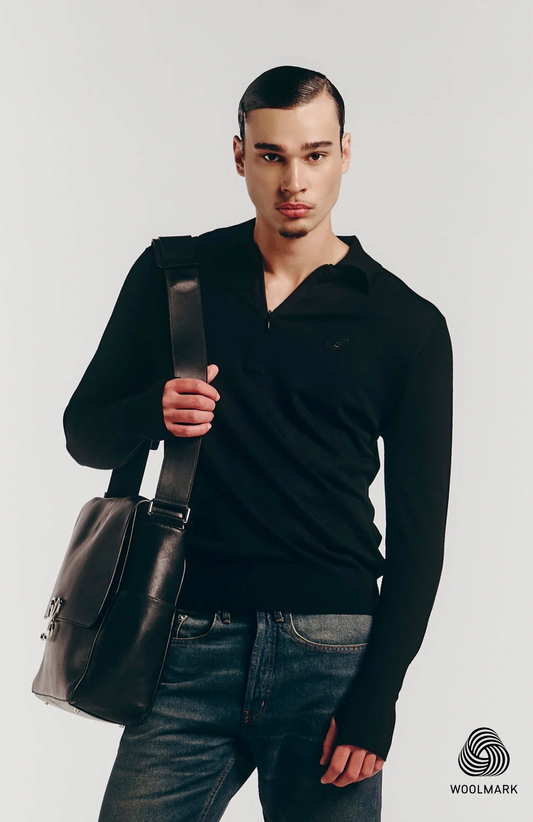 Merino Polo in Black