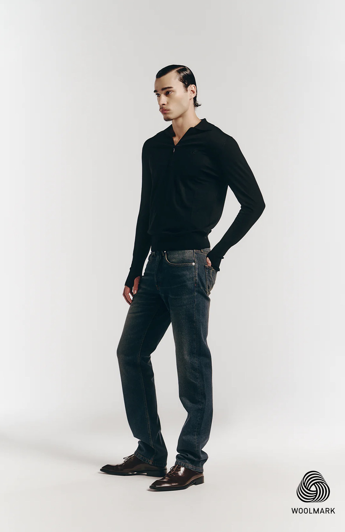 Merino Polo in Black