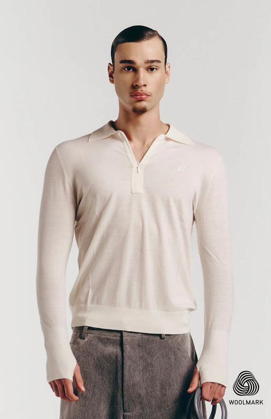 Merino Polo in Custard