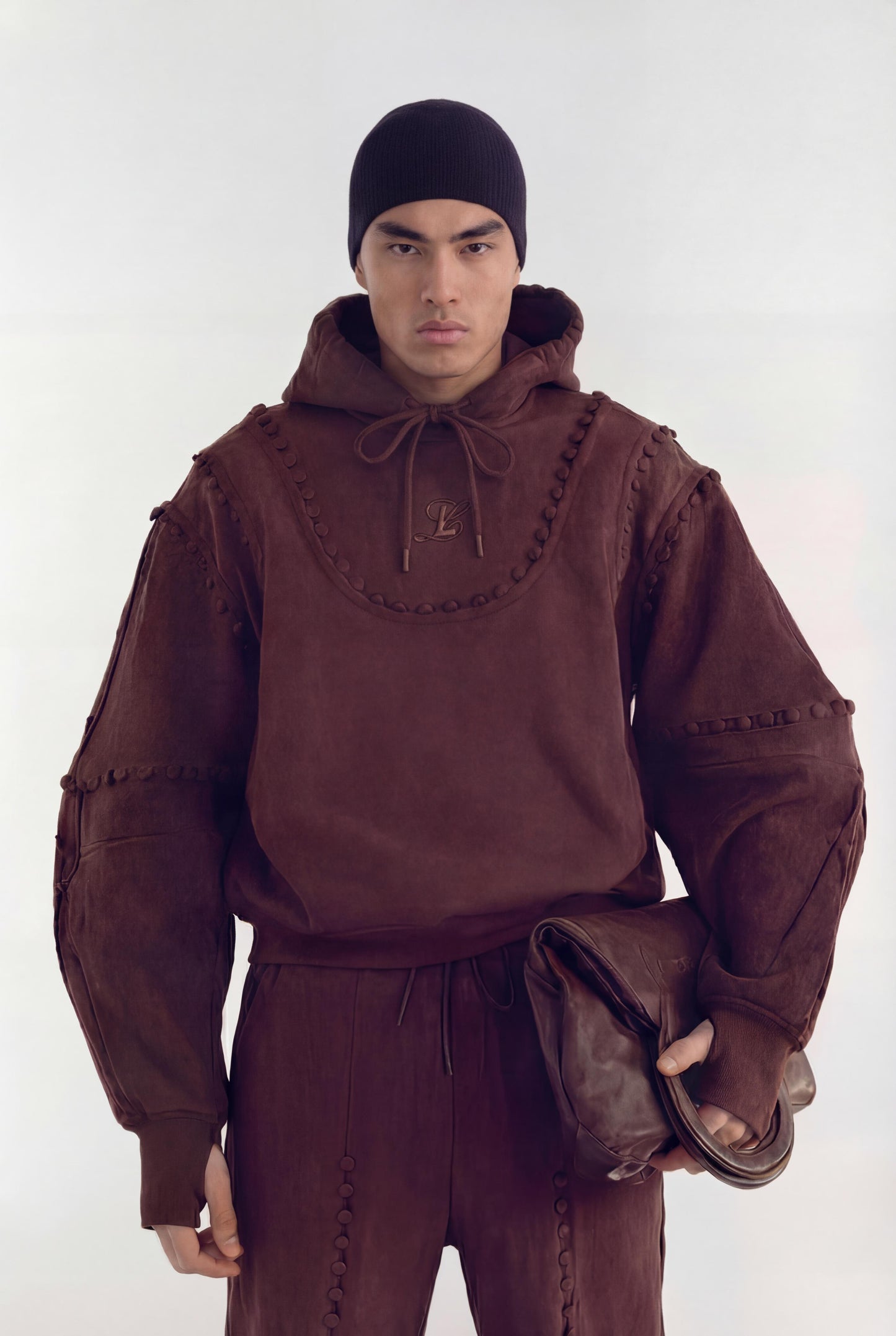 Unbutton Hoodie in Brown