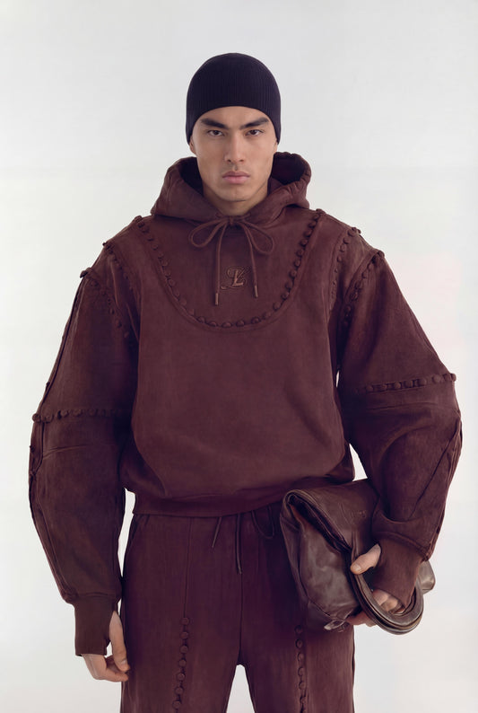 Unbutton Hoodie in Brown