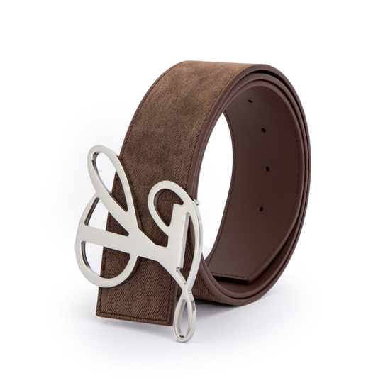 Monogram Logo Belt - Brown Enzyme Denim