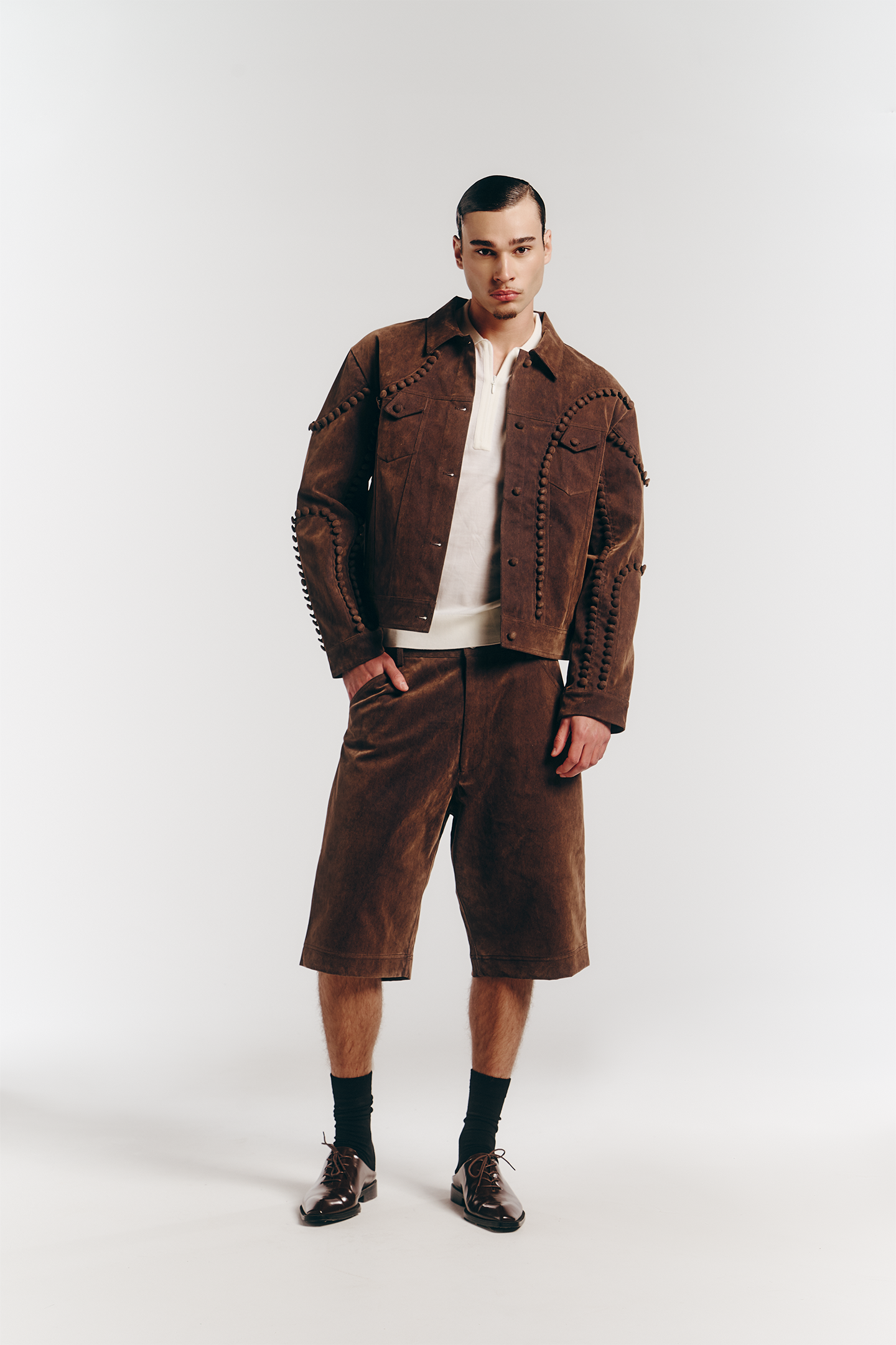 Unbutton Jacket in Brown Enzyme Denim