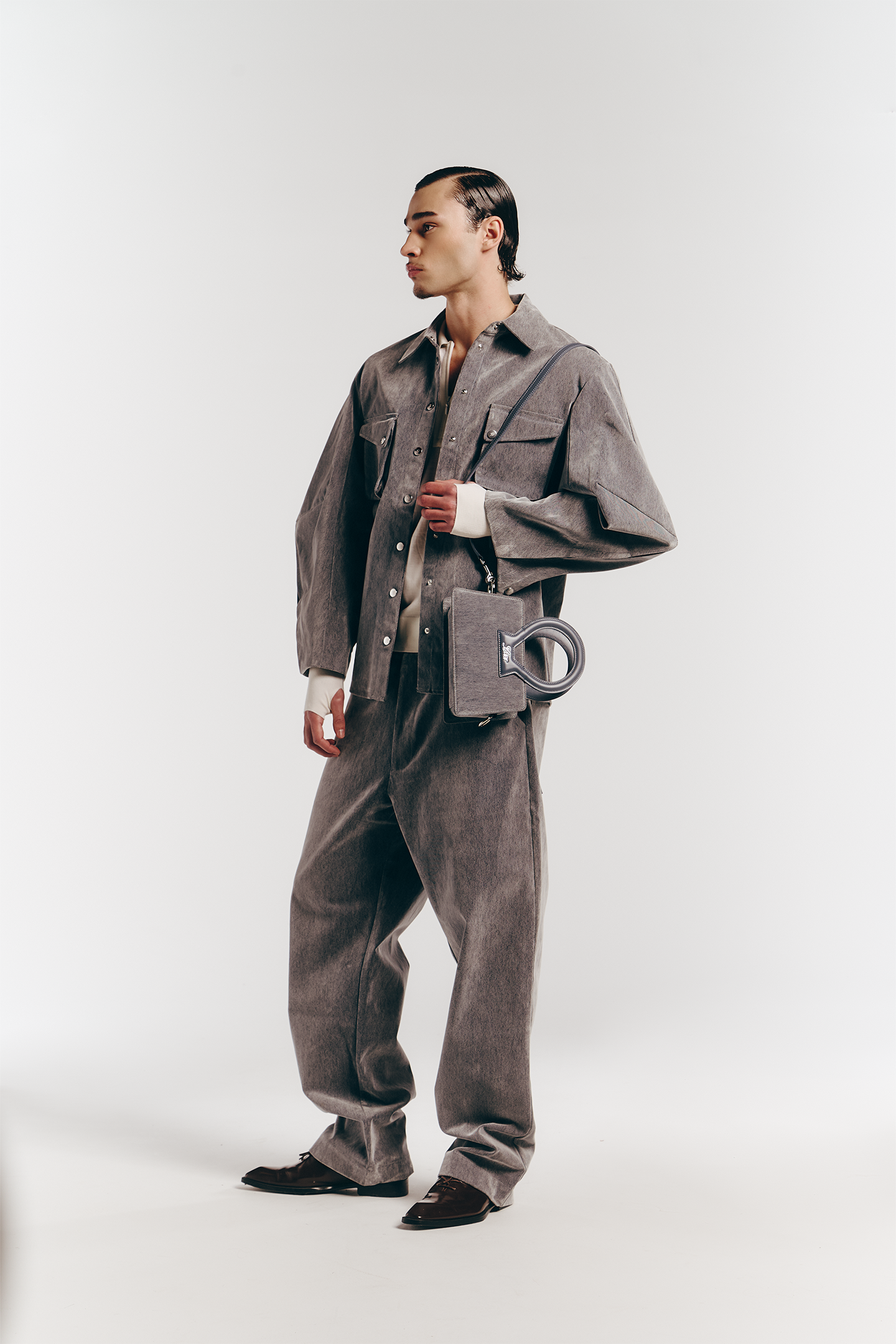Triangle Sleeve in Grey Enzyme Denim